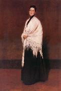 William Merritt Chase The lady wear white shawl oil painting on canvas